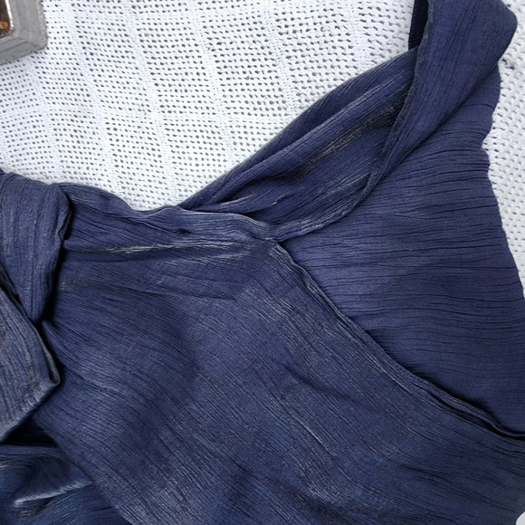 Zara Navy blue shimmery button down S - Picture 8 of 11